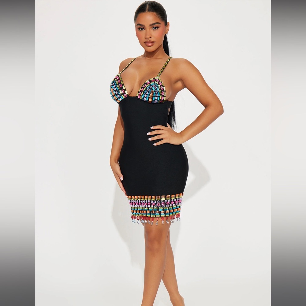 A Night in Madrid bandage dress 🧡💚🩵❤️